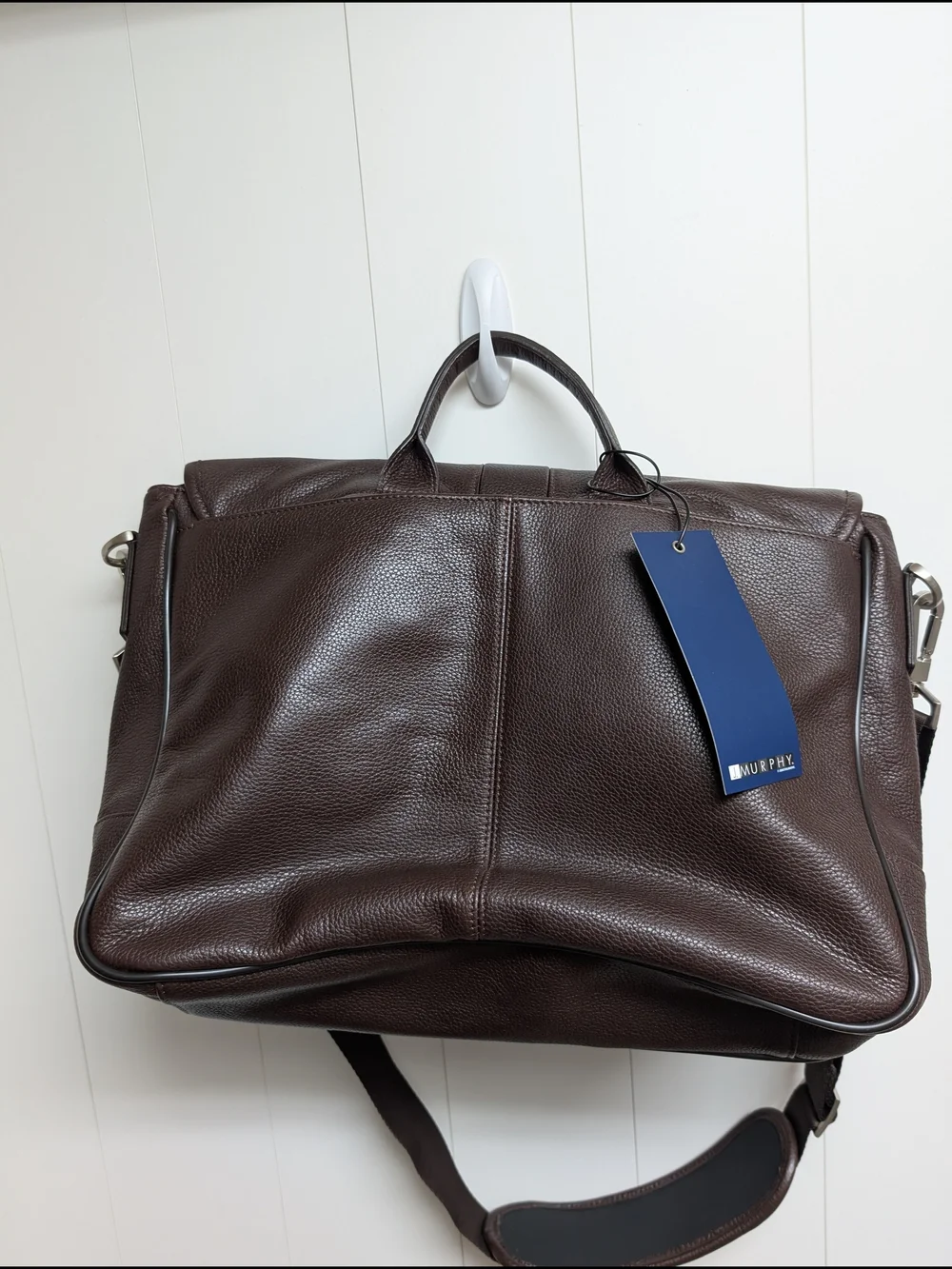 Johnston & Murphy Dark Brown Leather Messenger Bag, J Murphy